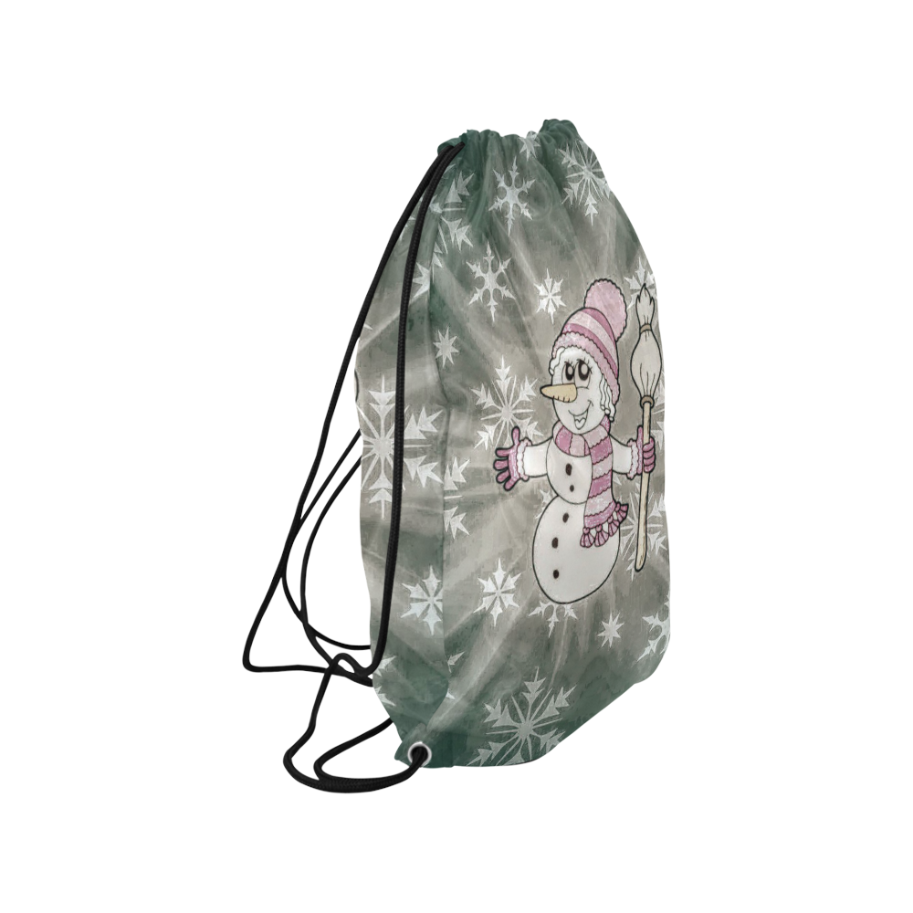 Cute Snow Lady by JamColors Small Drawstring Bag Model 1604 (Twin Sides) 11"(W) * 17.7"(H)