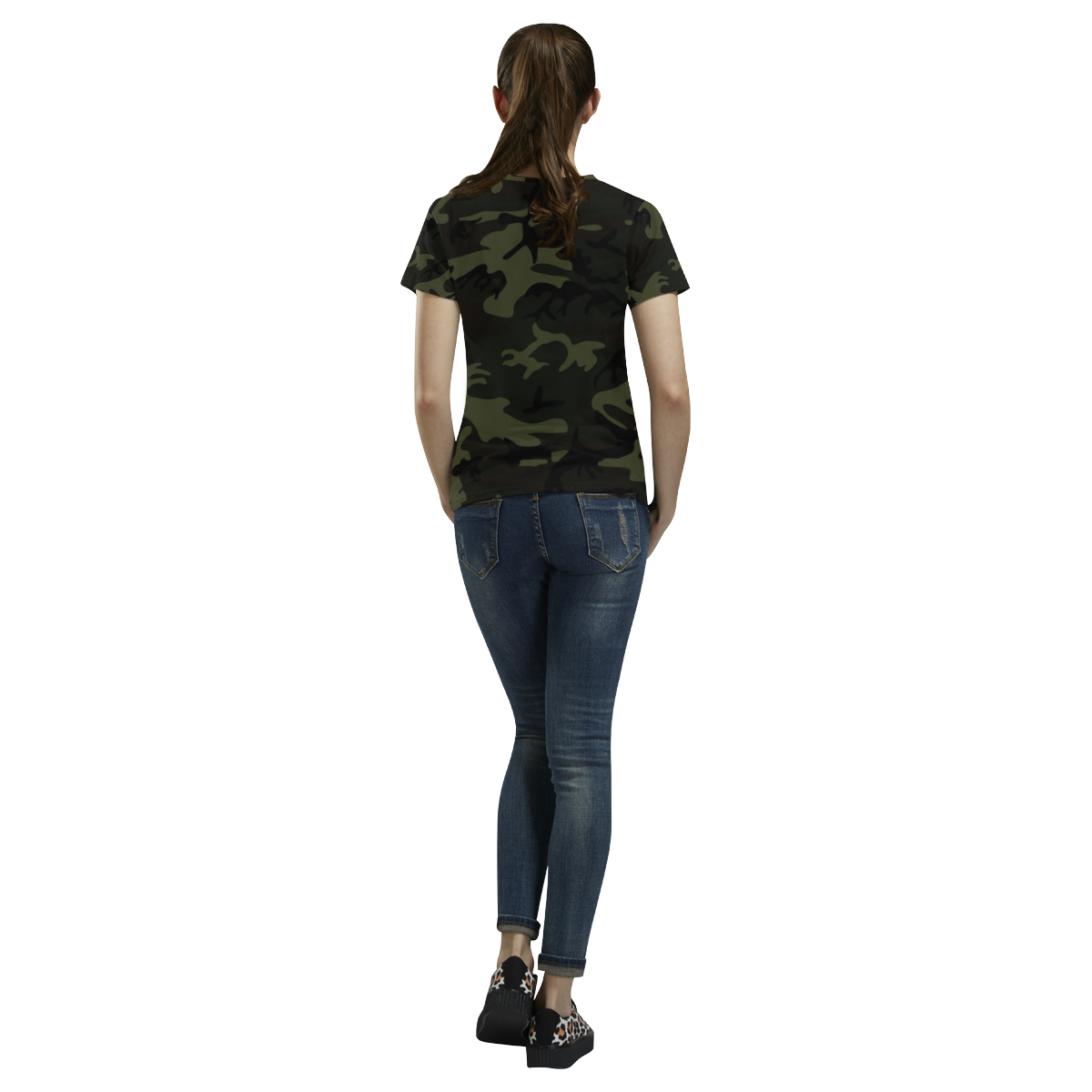 Camo Green All Over Print T-Shirt for Women (USA Size) (Model T40)