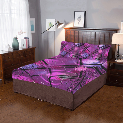 Pink to Purple Color mix 3-Piece Bedding Set
