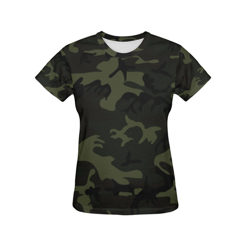 Camo Green All Over Print T-Shirt for Women (USA Size) (Model T40)