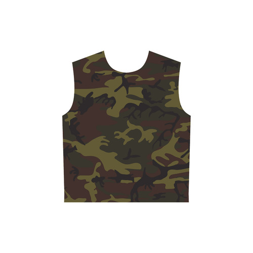 Camo Green Brown All Over Print Sleeveless Hoodie for Women (Model H15)