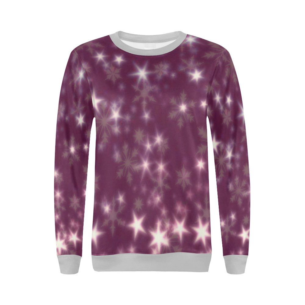 Blurry Stars plum by FeelGood All Over Print Crewneck Sweatshirt for Women (Model H18)
