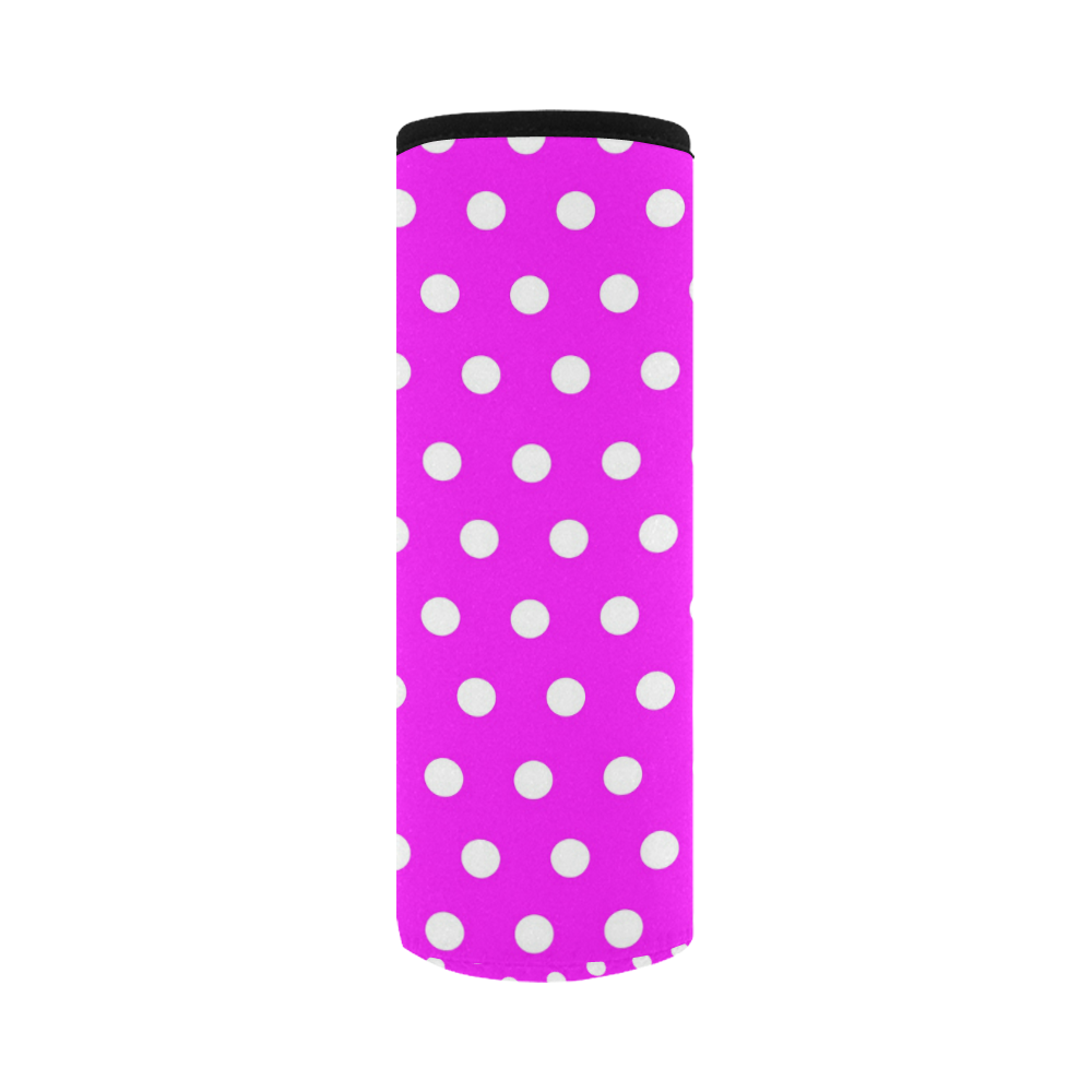 Dots Pink Neoprene Water Bottle Pouch/Large