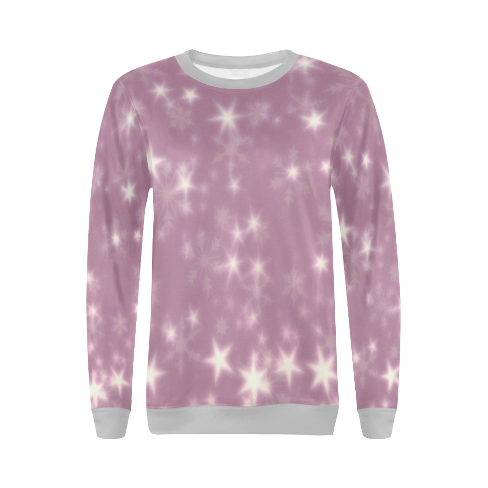 Blurry Stars lilac by FeelGood All Over Print Crewneck Sweatshirt for Women (Model H18)