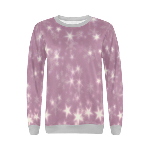 Blurry Stars lilac by FeelGood All Over Print Crewneck Sweatshirt for Women (Model H18)