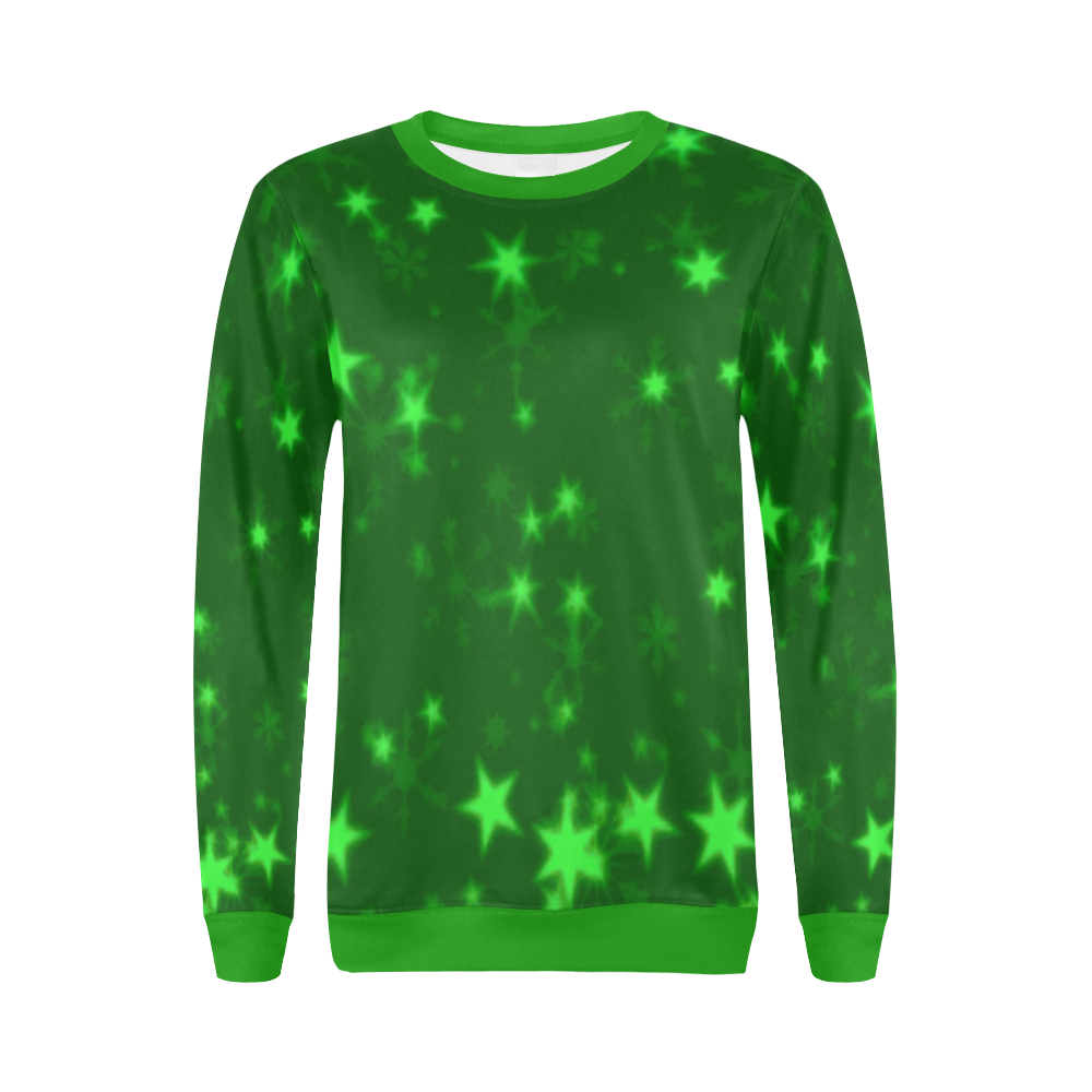 Blurry Stars green by FeelGood All Over Print Crewneck Sweatshirt for Women (Model H18)