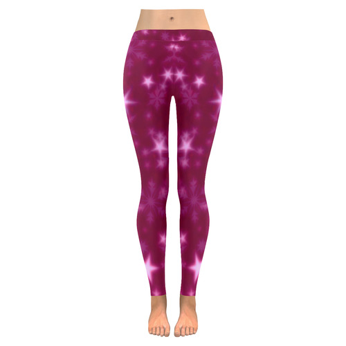 Blurry Stars pink by FeelGood Women's Low Rise Leggings (Invisible Stitch) (Model L05)