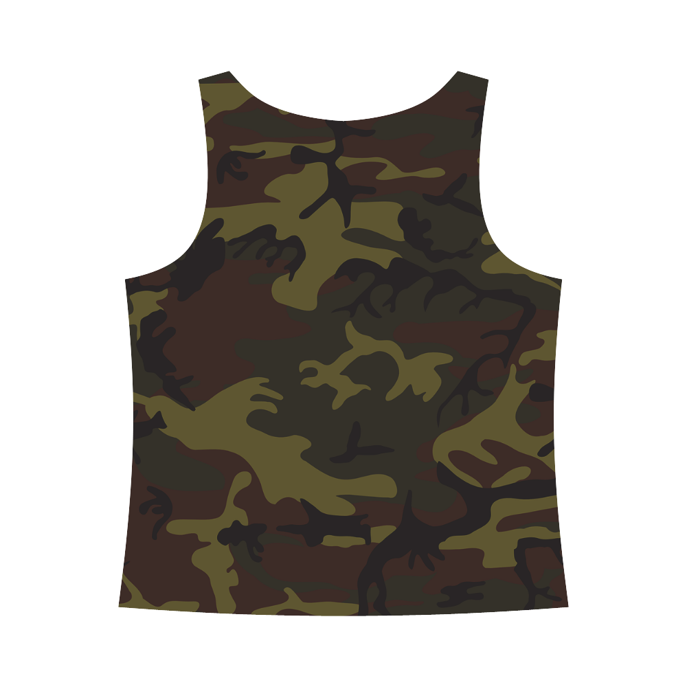 Camo Green Brown All Over Print Tank Top for Women (Model T43)