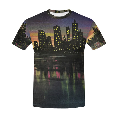 City Lights All Over Print T-Shirt for Men (USA Size) (Model T40)