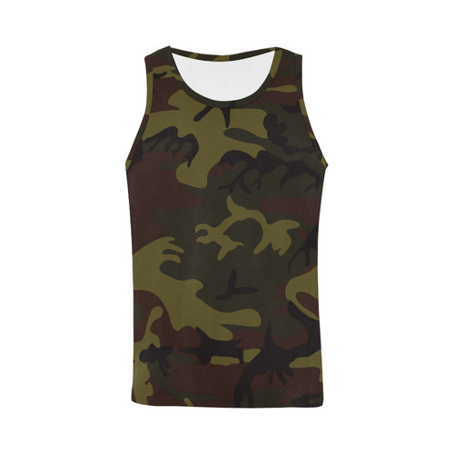 Camo Green Brown All Over Print Tank Top for Men (Model T43)