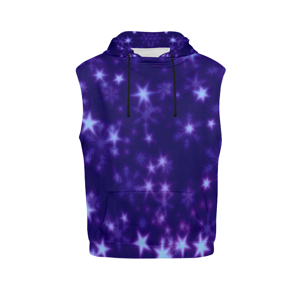 Blurry Stars blue by FeelGood All Over Print Sleeveless Hoodie for Women (Model H15)