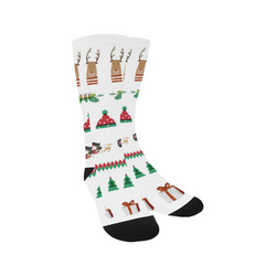 Socks Christmas Santa Red Green Tree Reindeer Presents by Tell3People Trouser Socks