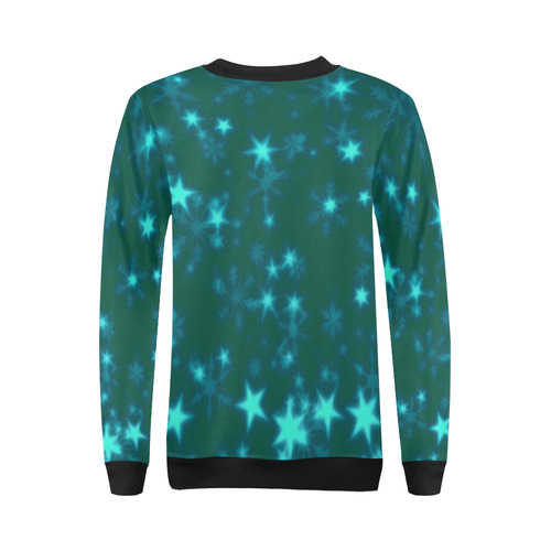 Blurry Stars teal by FeelGood All Over Print Crewneck Sweatshirt for Women (Model H18)