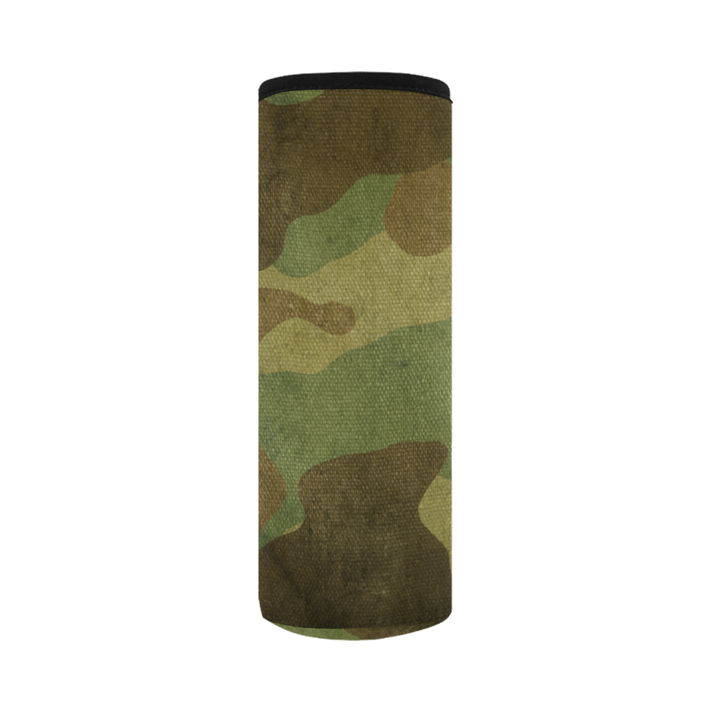 Camo Brown Green Neoprene Water Bottle Pouch/Large