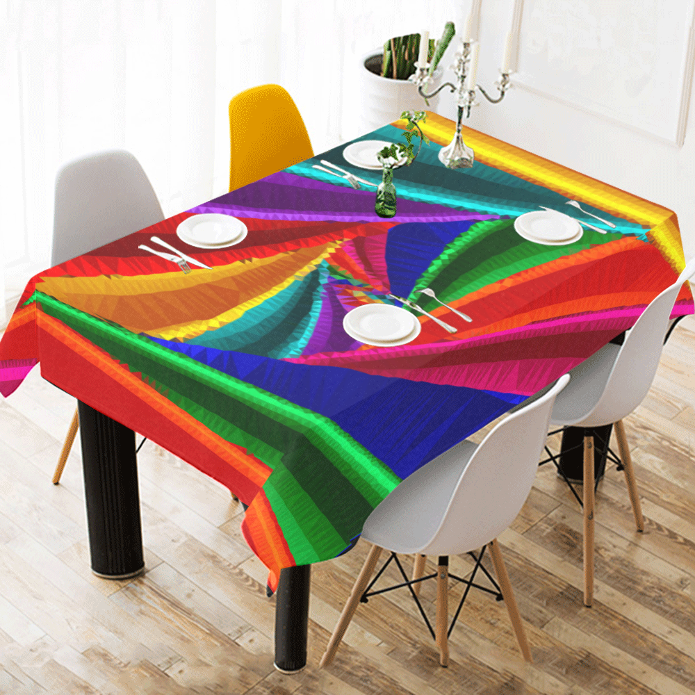 Color 25 Low Poly Fractal Art Triangles Cotton Linen Tablecloth 52"x 70"