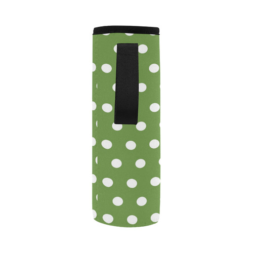 Dots Olive Neoprene Water Bottle Pouch/Large