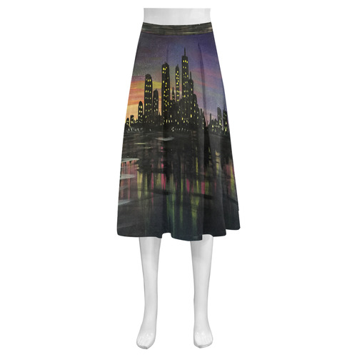 City Lights Mnemosyne Women's Crepe Skirt (Model D16)