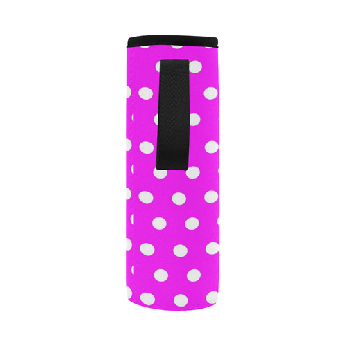 Dots Pink Neoprene Water Bottle Pouch/Large