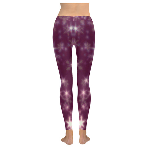 Blurry Stars plum by FeelGood Women's Low Rise Leggings (Invisible Stitch) (Model L05)