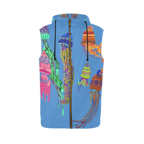 cool jellyfish All Over Print Sleeveless Zip Up Hoodie for Men (Model H16)