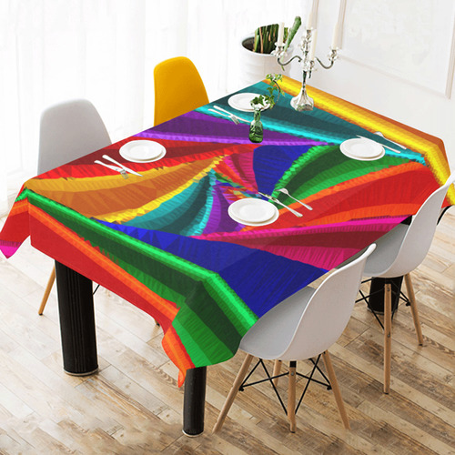Color 25 Low Poly Fractal Art Triangles Cotton Linen Tablecloth 60" x 90"