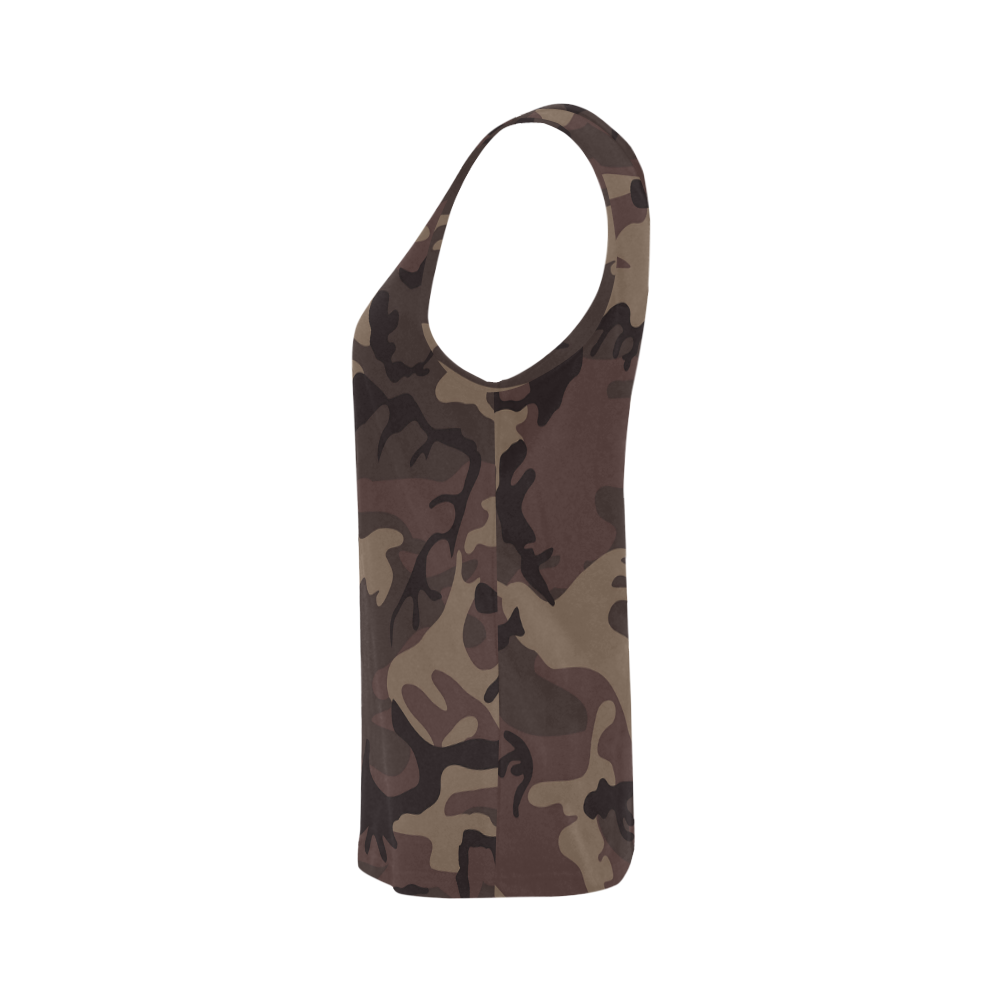 Camo Red Brown All Over Print Tank Top for Women (Model T43)