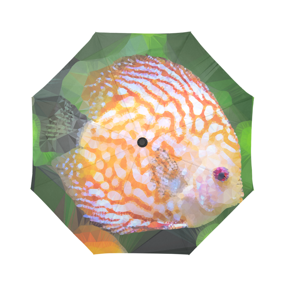 Orange Tropical Fish Low Poly Triangles Art Auto-Foldable Umbrella (Model U04)