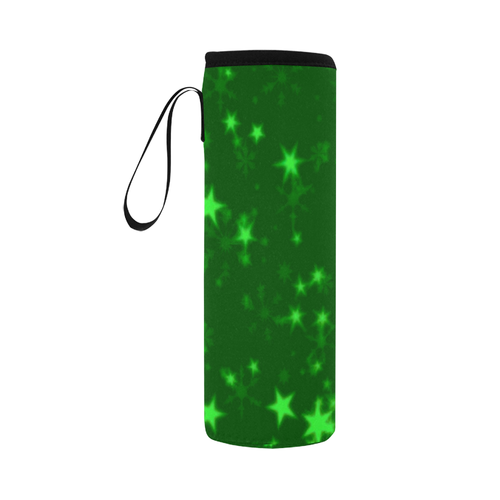 Blurry Stars green by FeelGood Neoprene Water Bottle Pouch/Large