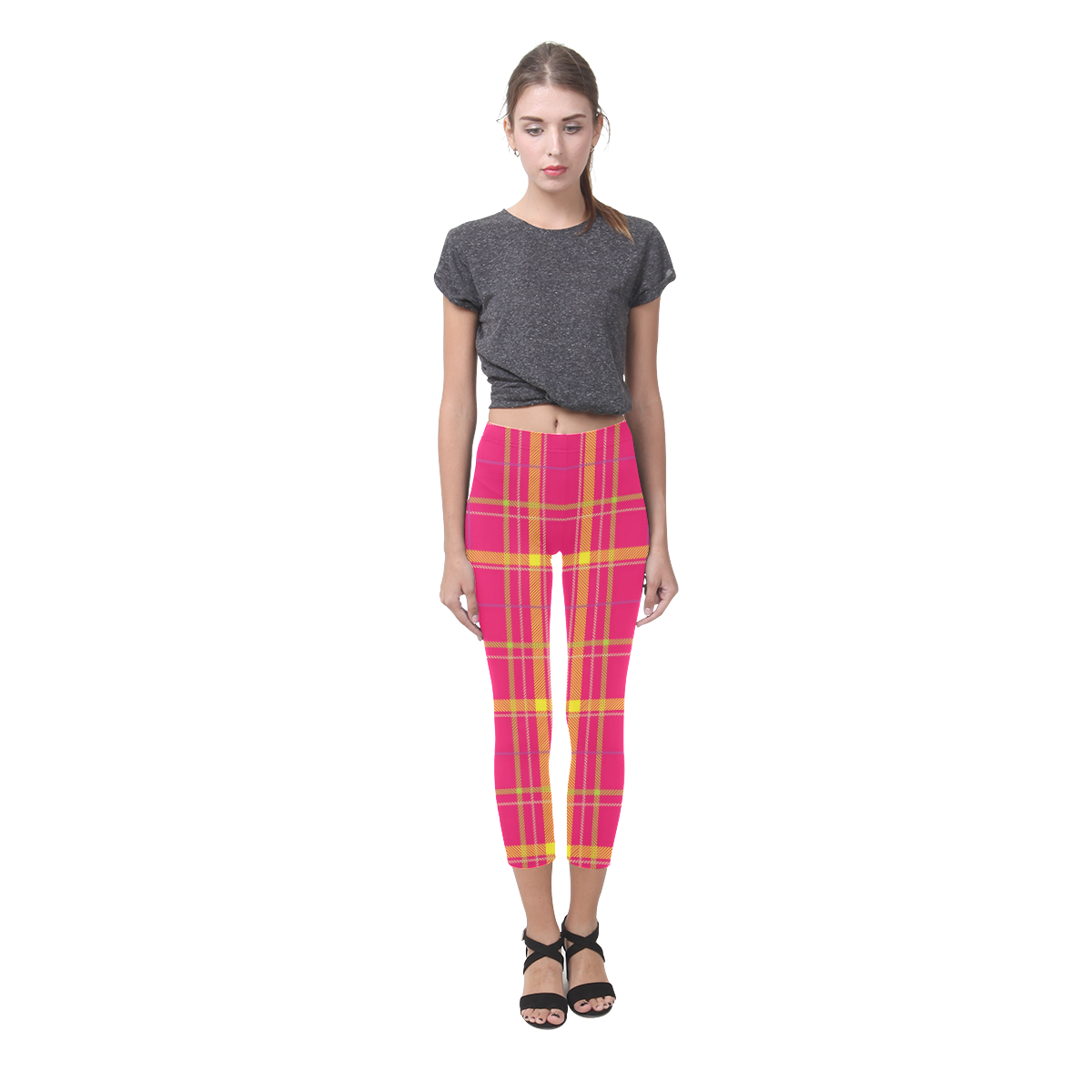 PLAID IN PINK Capri Legging (Model L02)