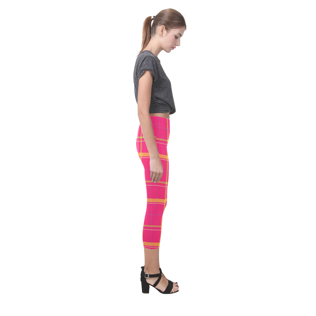 PLAID IN PINK Capri Legging (Model L02)