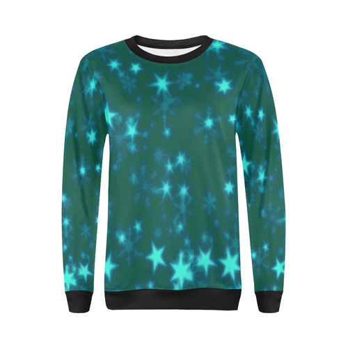 Blurry Stars teal by FeelGood All Over Print Crewneck Sweatshirt for Women (Model H18)