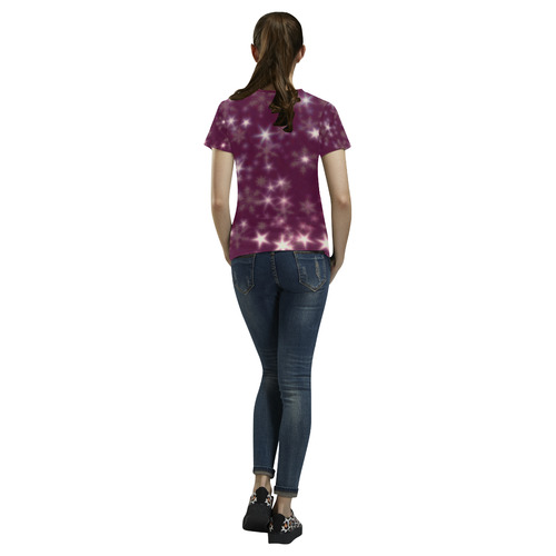 Blurry Stars plum by FeelGood All Over Print T-Shirt for Women (USA Size) (Model T40)