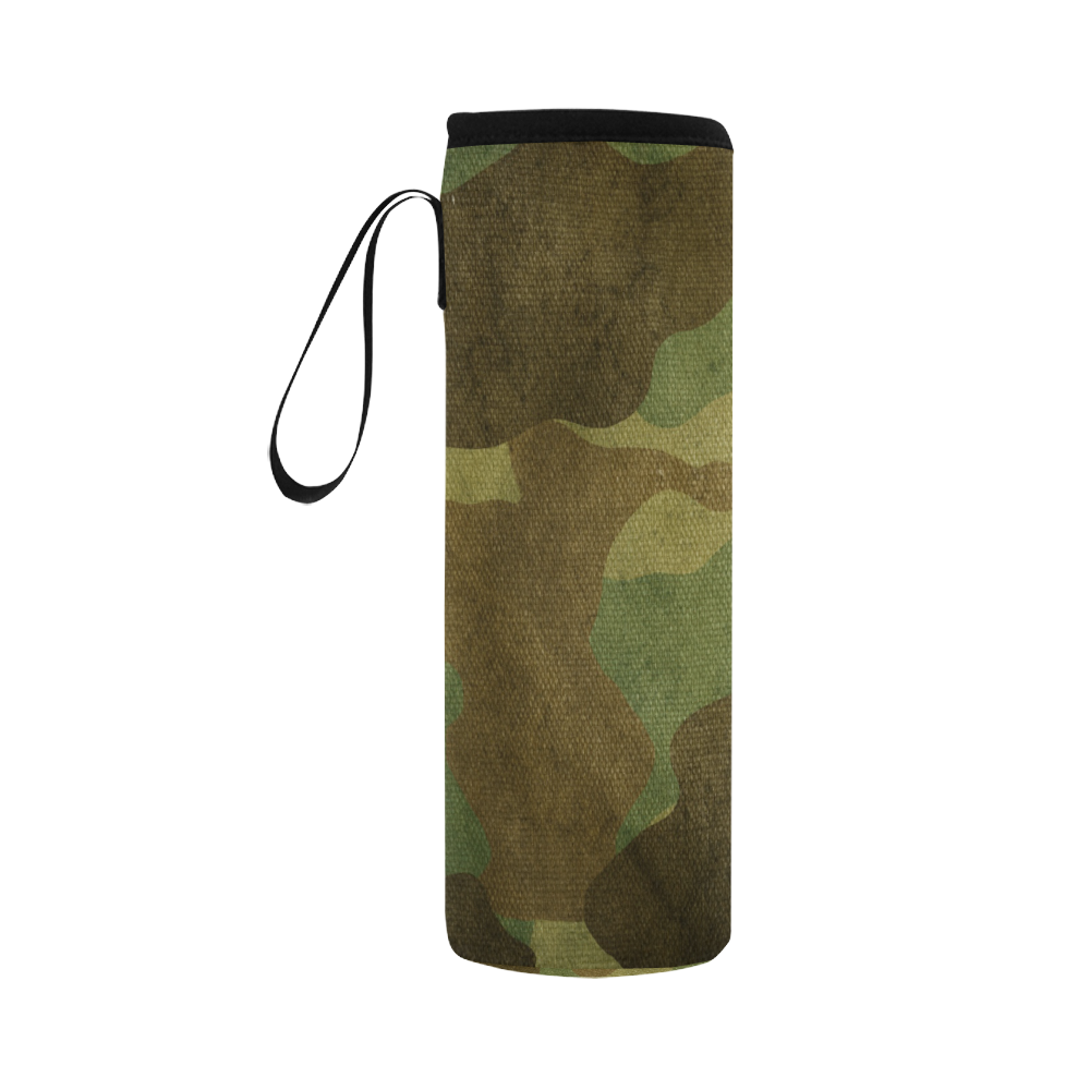 Camo Brown Green Neoprene Water Bottle Pouch/Large