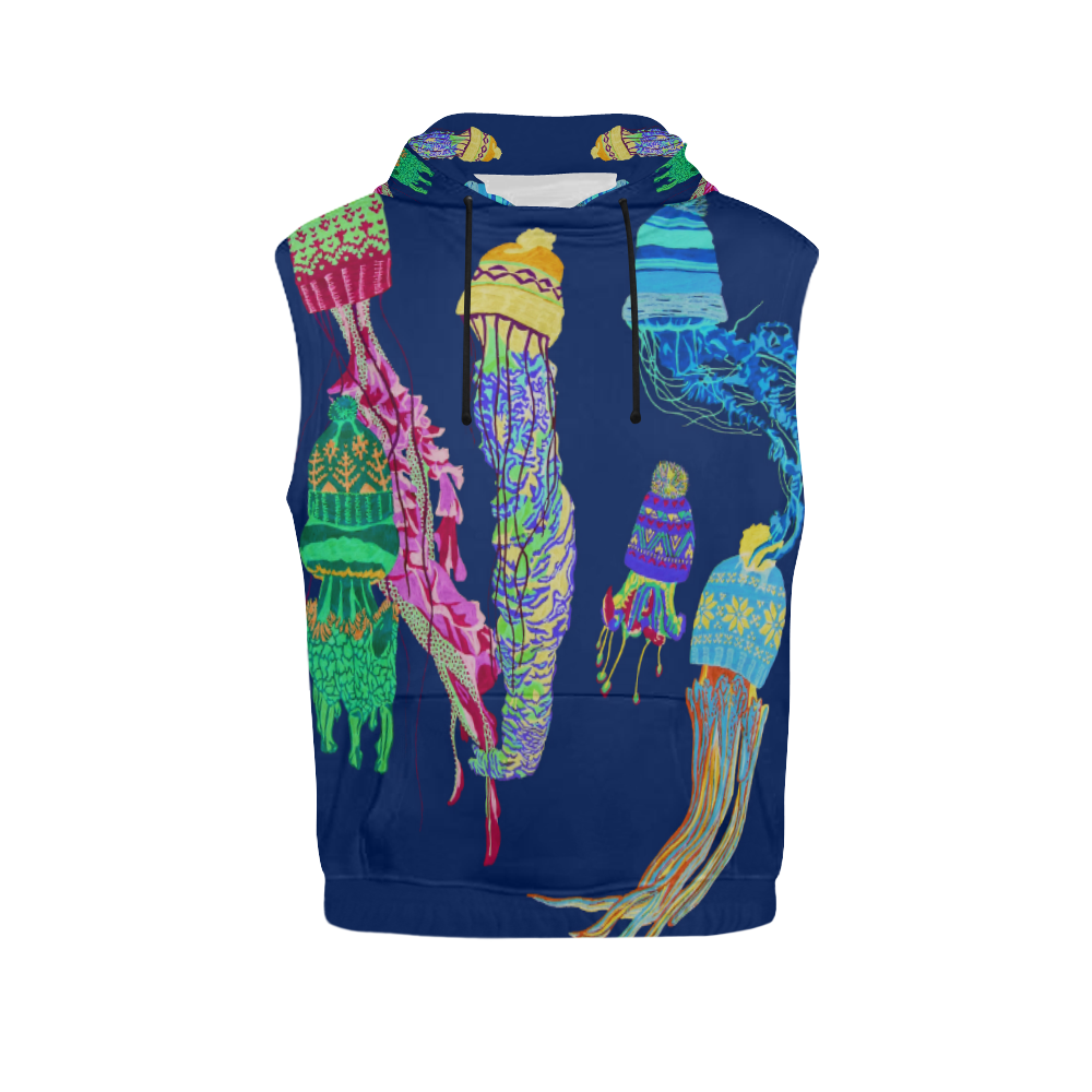 winter jellyfish All Over Print Sleeveless Hoodie for Women (Model H15)