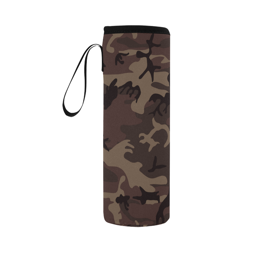 Camo Red Brown Neoprene Water Bottle Pouch/Large