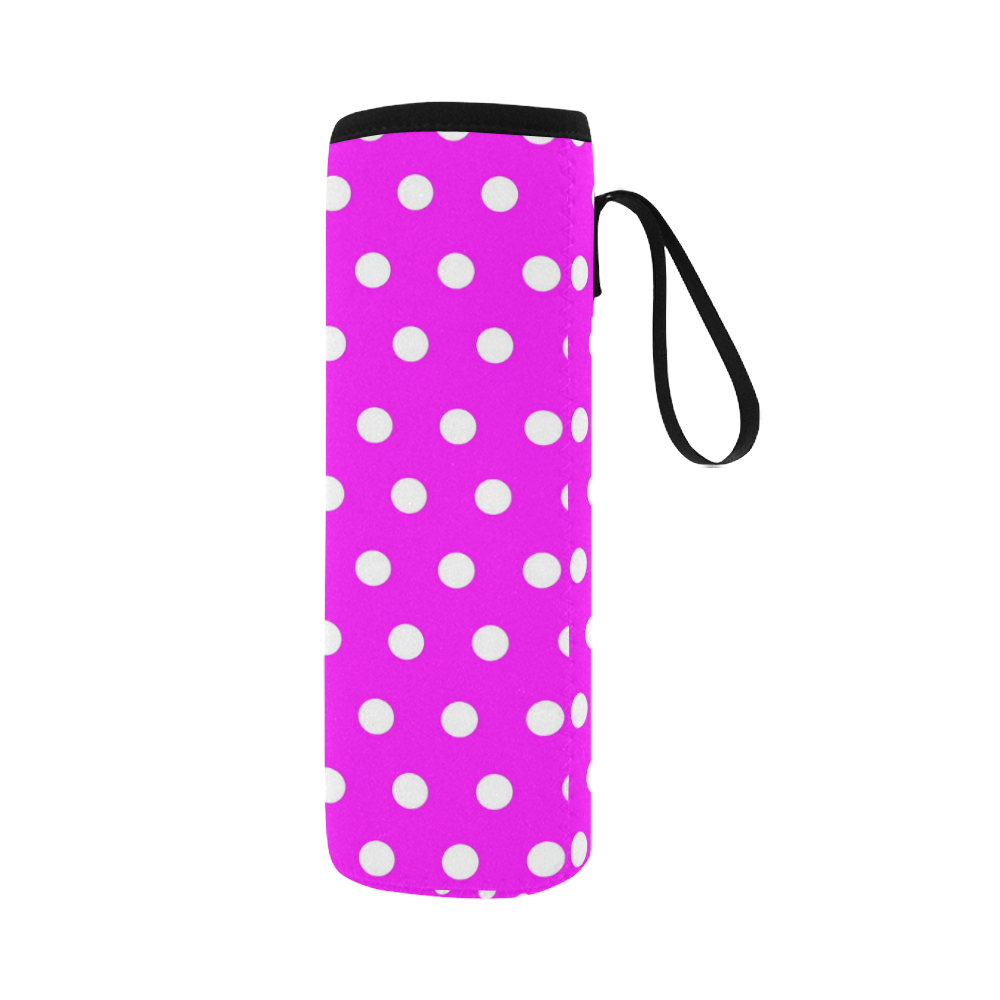 Dots Pink Neoprene Water Bottle Pouch/Large