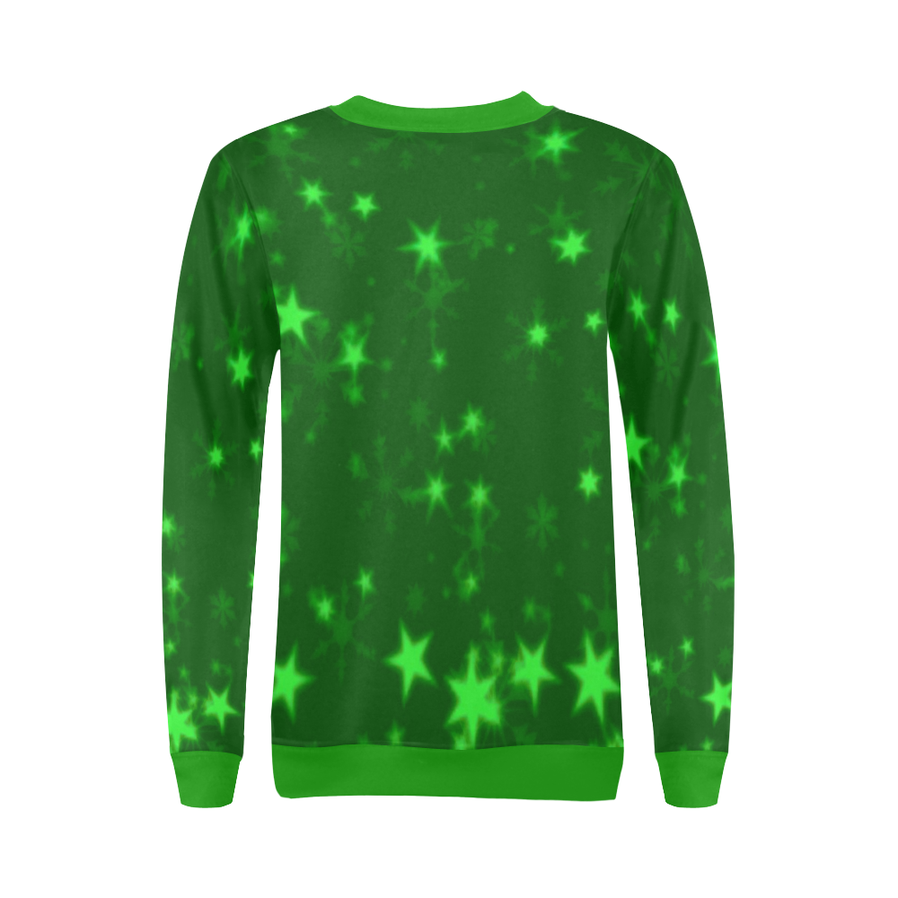 Blurry Stars green by FeelGood All Over Print Crewneck Sweatshirt for Women (Model H18)