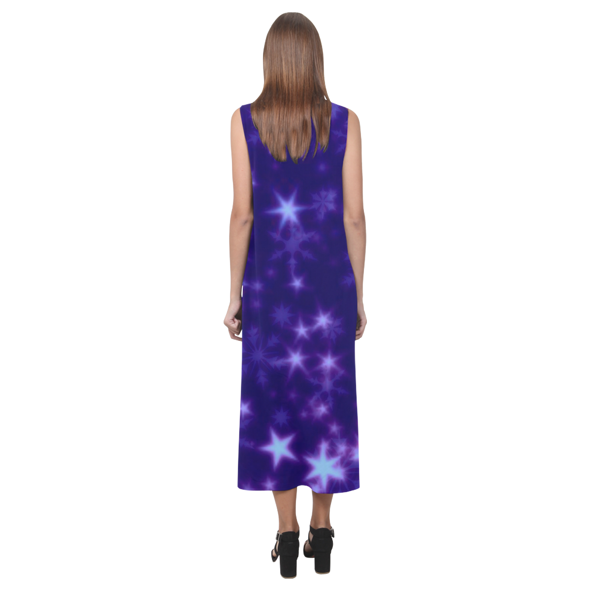 Blurry Stars blue by FeelGood Phaedra Sleeveless Open Fork Long Dress (Model D08)