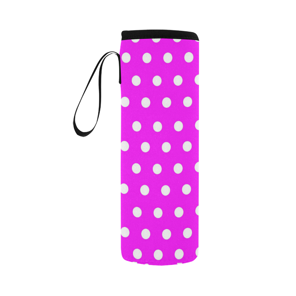 Dots Pink Neoprene Water Bottle Pouch/Large