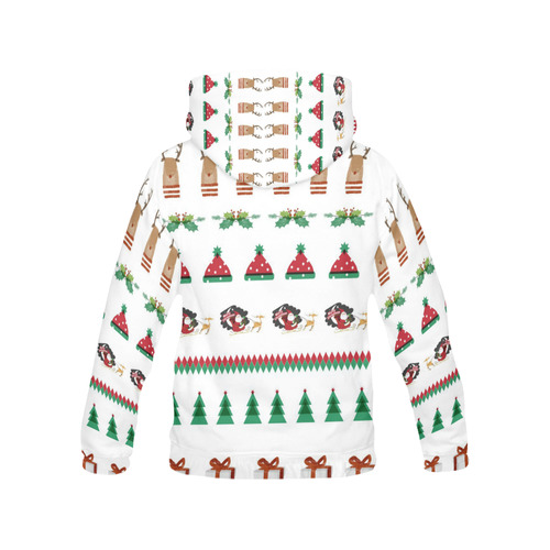 Mens Hoodie Christmas Santa Red Green Tree Reindeer Presents by Tell3People All Over Print Hoodie for Men (USA Size) (Model H13)