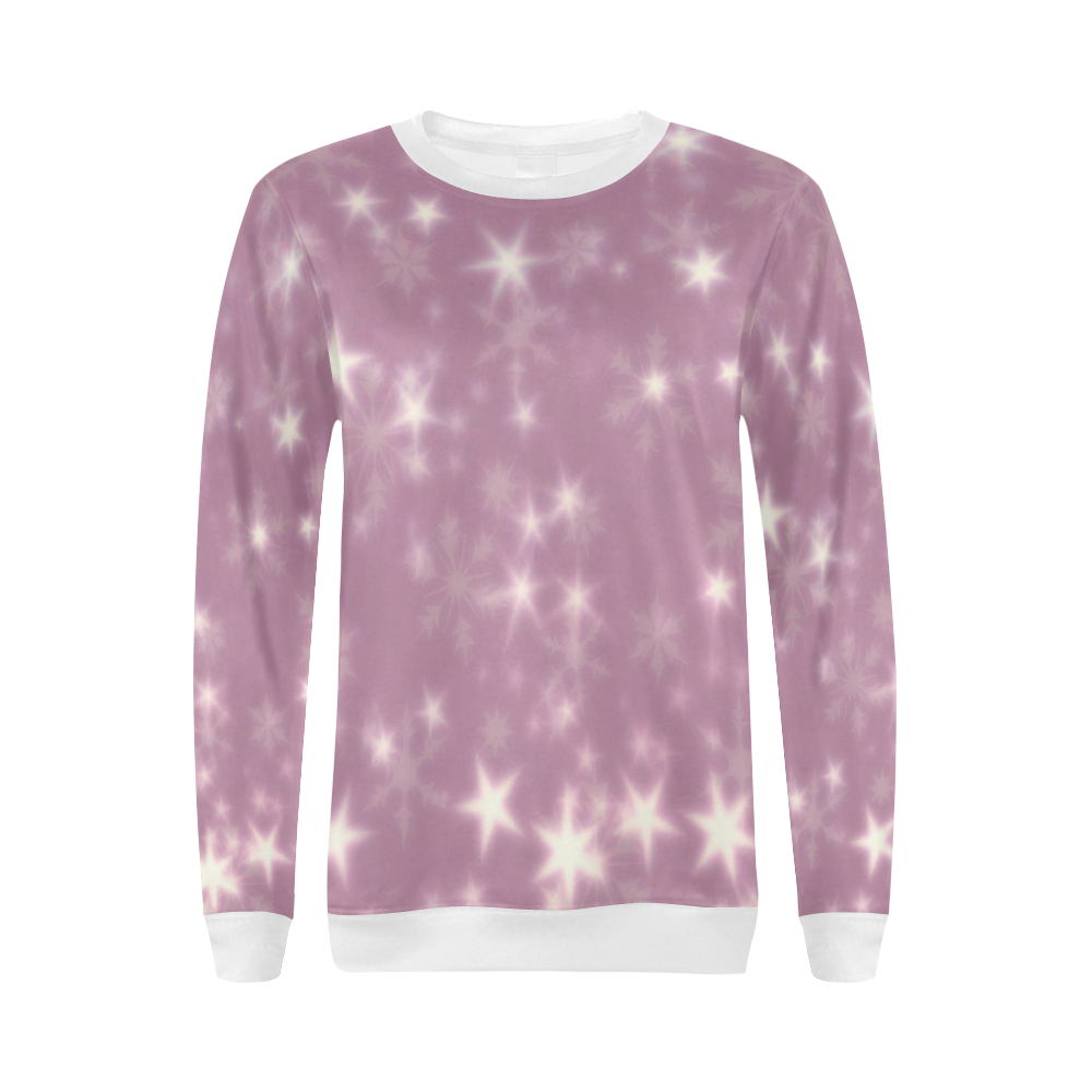 Blurry Stars lilac by FeelGood All Over Print Crewneck Sweatshirt for Women (Model H18)