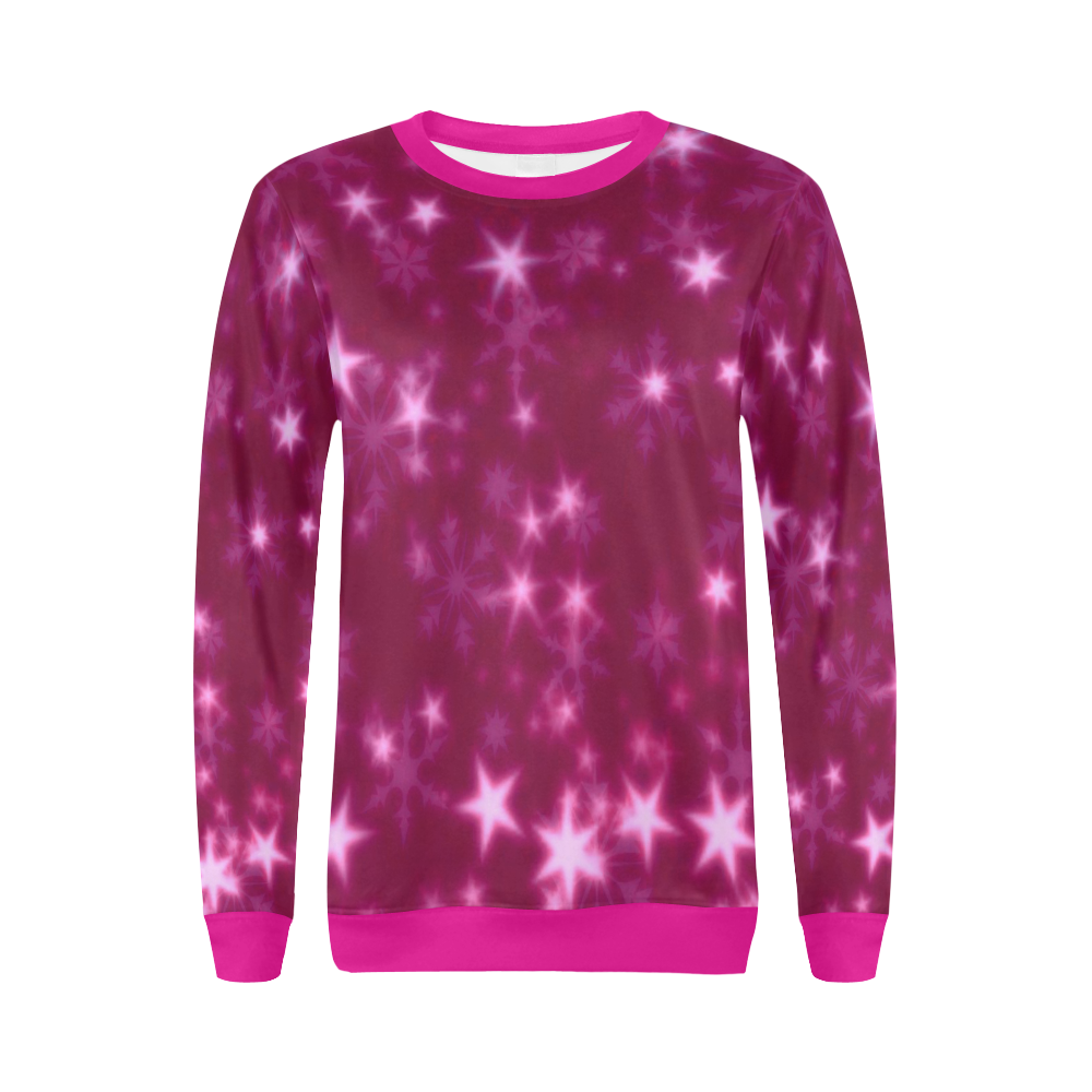 Blurry Stars pink by FeelGood All Over Print Crewneck Sweatshirt for Women (Model H18)