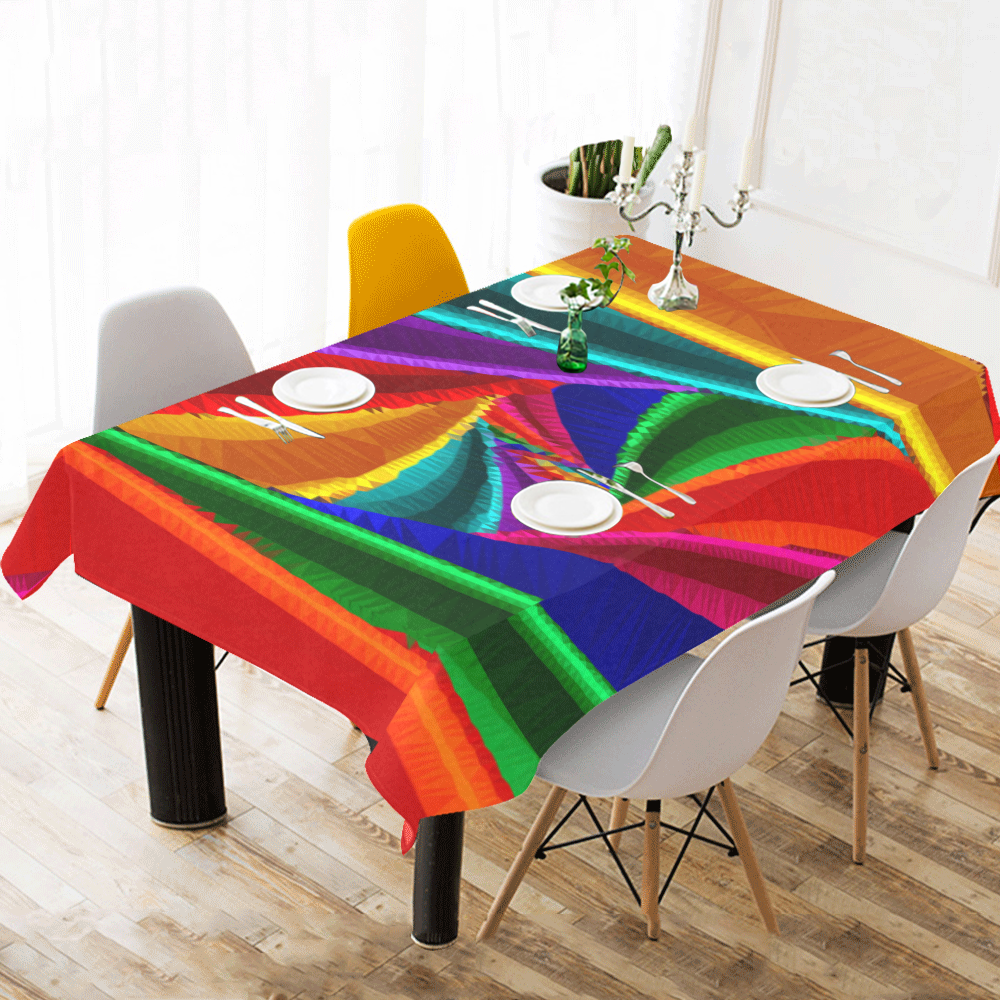 Color 25 Low Poly Fractal Art Triangles Cotton Linen Tablecloth 60"x120"