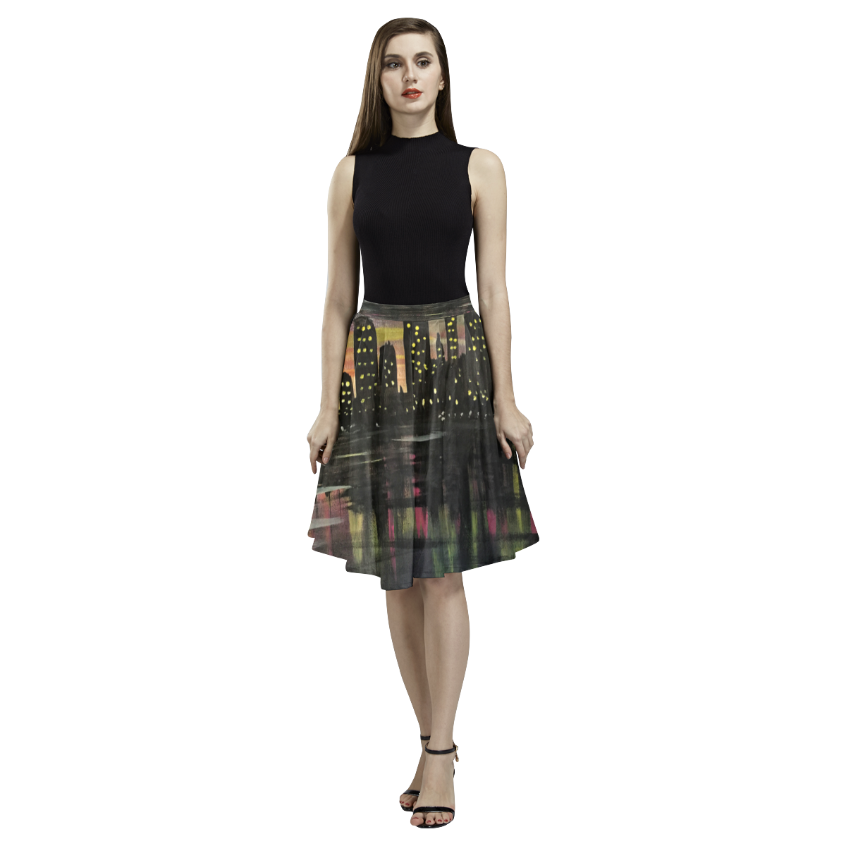 City Lights Melete Pleated Midi Skirt (Model D15)