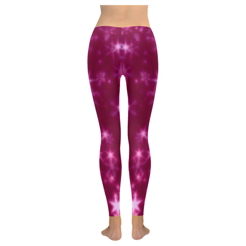 Blurry Stars pink by FeelGood Women's Low Rise Leggings (Invisible Stitch) (Model L05)