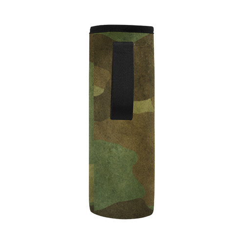 Camo Brown Green Neoprene Water Bottle Pouch/Large