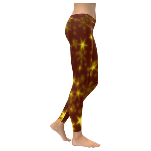 Blurry Stars golden by FeelGood Women's Low Rise Leggings (Invisible Stitch) (Model L05)