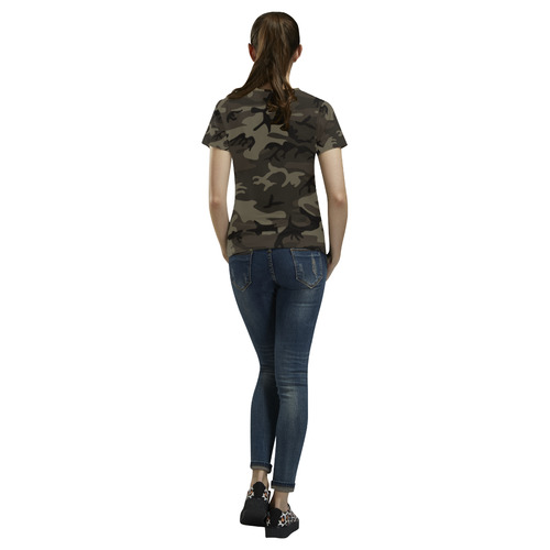 Camo Grey All Over Print T-Shirt for Women (USA Size) (Model T40)
