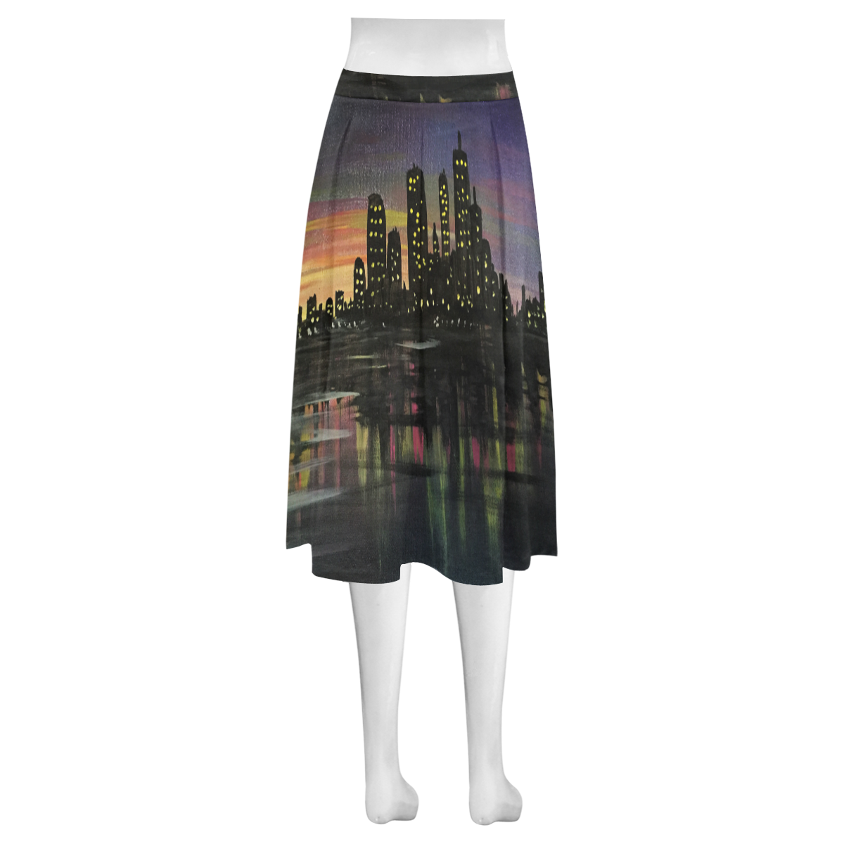 City Lights Mnemosyne Women's Crepe Skirt (Model D16)