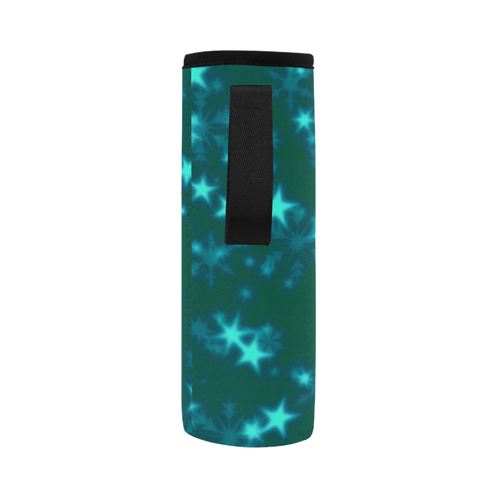 Blurry Stars teal by FeelGood Neoprene Water Bottle Pouch/Large
